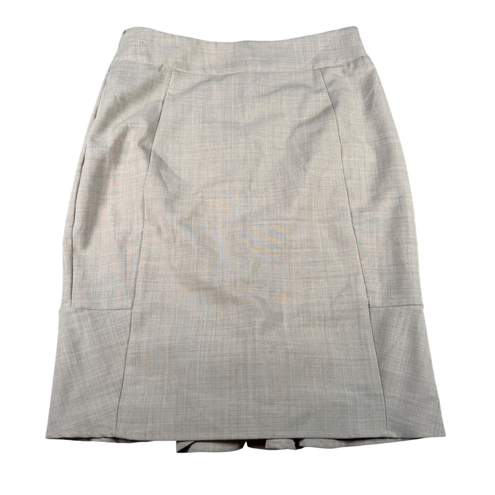 Body By Victoria Pencil Skirt Women 6 Beige Flounce Hem Button Back‎ Career Work